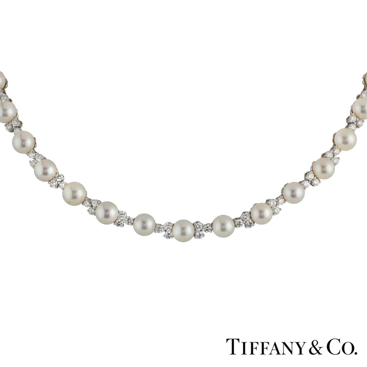 tiffany pearl diamond necklace